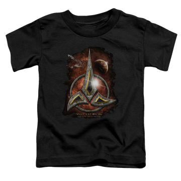 Black toddler t-shirt with Star Trek Klingon Crest graphic