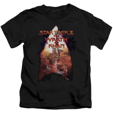 Black kid's t-shirt for ages 4 to 7 with Star Trek Twok Poster graphic
