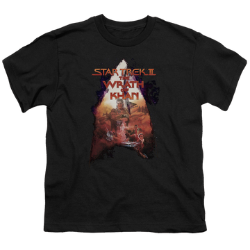 Black youth t-shirt for ages 8 to 12 with Star Trek Movies Twok Poster graphic