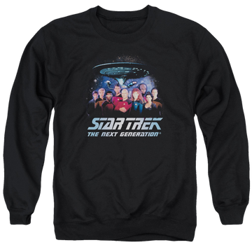 Black men's crewneck sweatshirt with Star Trek Space Group graphic