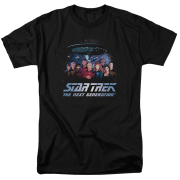 Black men's regular fit t-shirt with Star Trek Space Group graphic