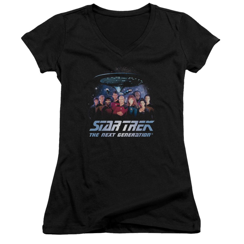 Star Trek Space Group Juniors V-Neck T-Shirt Juniors V-Neck T-Shirt Star Trek