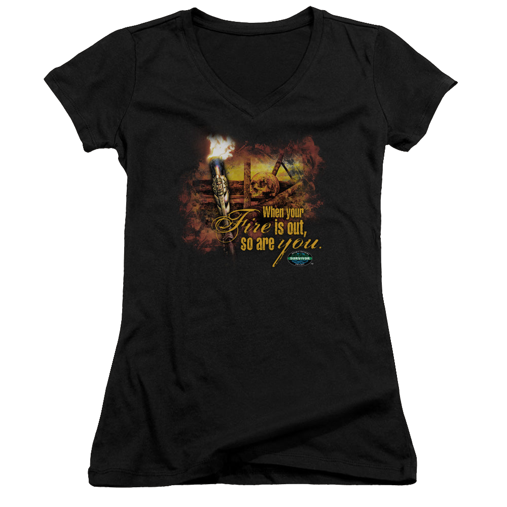 Survivor Fires Out - Juniors V-Neck T-Shirt Juniors V-Neck T-Shirt Survivor