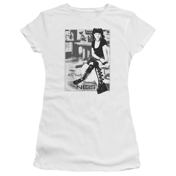 White juniors t-shirt with NCIS Relax graphic
