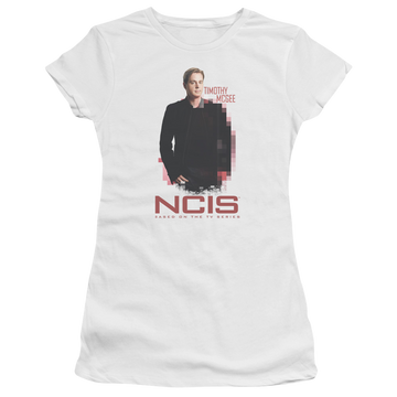 White juniors t-shirt with NCIS Probie graphic