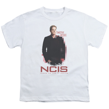 White youth t-shirt for ages 8 to 12 with NCIS Probie graphic