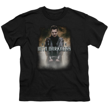 Black youth t-shirt for ages 8 to 12 with Star Trek Movies Darkness Harrison graphic