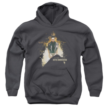 Charcoal youth hoodie for ages 8 to 12 with Star Trek Movies Dark Villain graphic