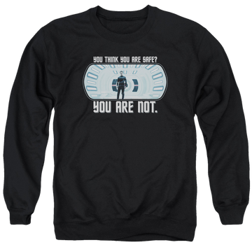 Black men's crewneck sweatshirt with Star Trek Not Safe graphic