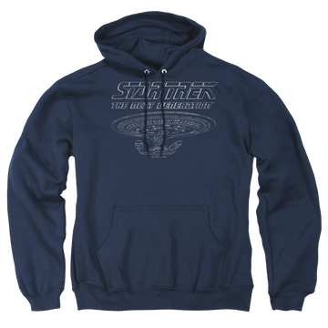 Navy pullover hoodie with Star Trek The Next Generation Tng Enterprise graphic
