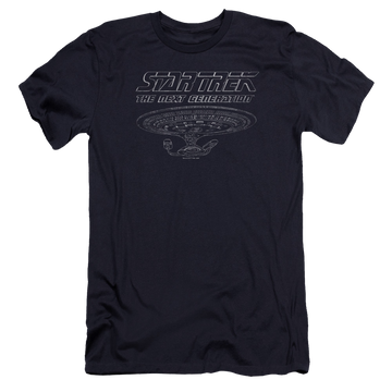 Navy men's premium slim fit t-shirt with Star Trek The Next Generation Tng Enterprise graphic