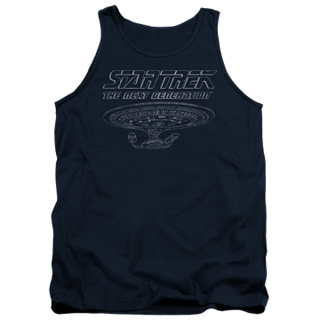 Navy men's tank with Star Trek The Next Generation Tng Enterprise graphic