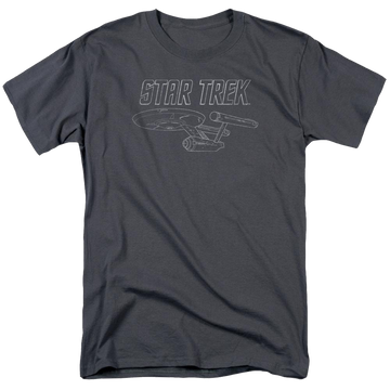 Charcoal men's regular fit t-shirt with Star Trek Tos Enterprise graphic