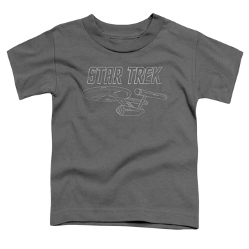 Charcoal toddler t-shirt with Star Trek Tos Enterprise graphic