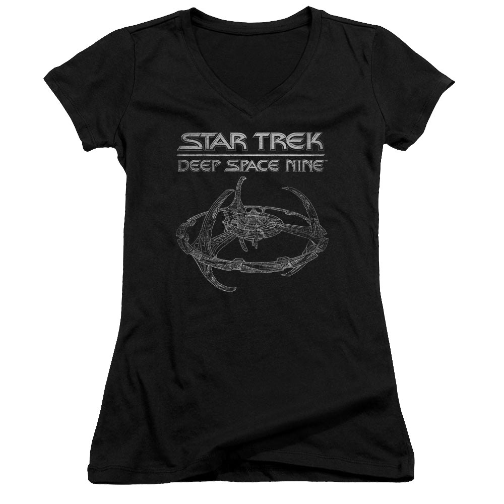 Star Trek Deep Space Nine Ds9 Station - Juniors V-Neck T-Shirt Juniors V-Neck T-Shirt Star Trek