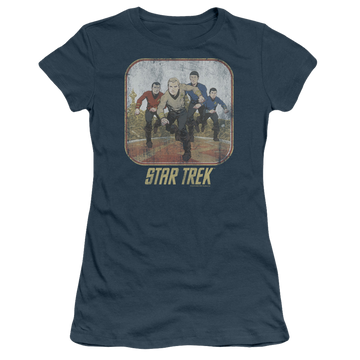 Indigo juniors t-shirt with Star Trek Running Cartoon Crew graphic