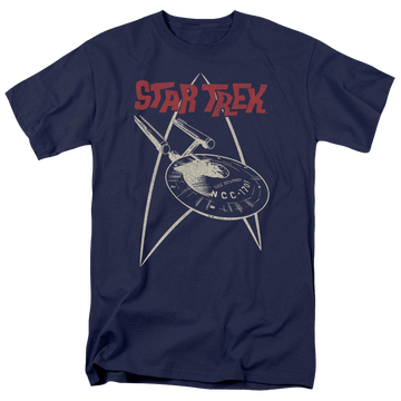 Navy men's regular fit t-shirt with Star Trek Ship Symbol graphic