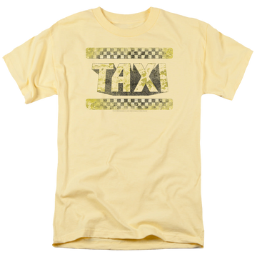 Yellow men's regular fit t-shirt with Run Down Taxi graphic