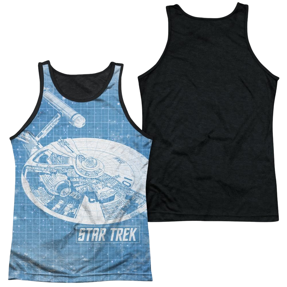 Star Trek Ships Blueprint Men's Black Back Tank Men's Black Back Tank Star Trek