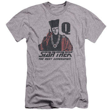 Athletic heather men's premium slim fit t-shirt with Star Trek Q Point graphic