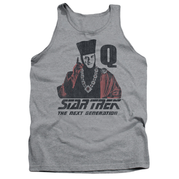 Athletic heather men's tank with Star Trek Q Point graphic
