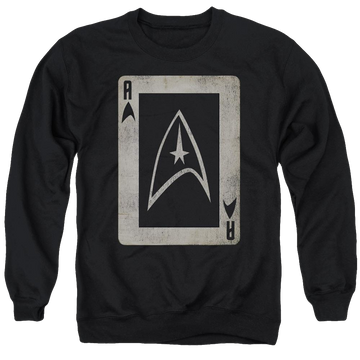 Black men's crewneck sweatshirt with Star Trek Tos Ace graphic