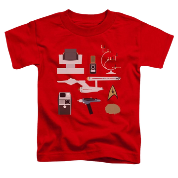 Red toddler t-shirt with Star Trek Tos Gift Set graphic