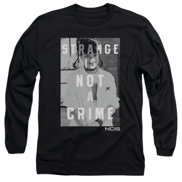 Black men's long sleeve t-shirt with NCIS Strange graphic