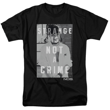 Black men's regular fit t-shirt with NCIS Strange graphic