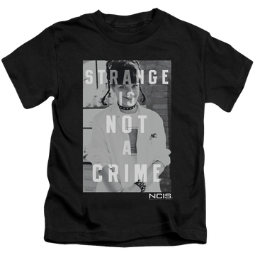 Black kid's t-shirt for ages 4 to 7 with NCIS Strange graphic
