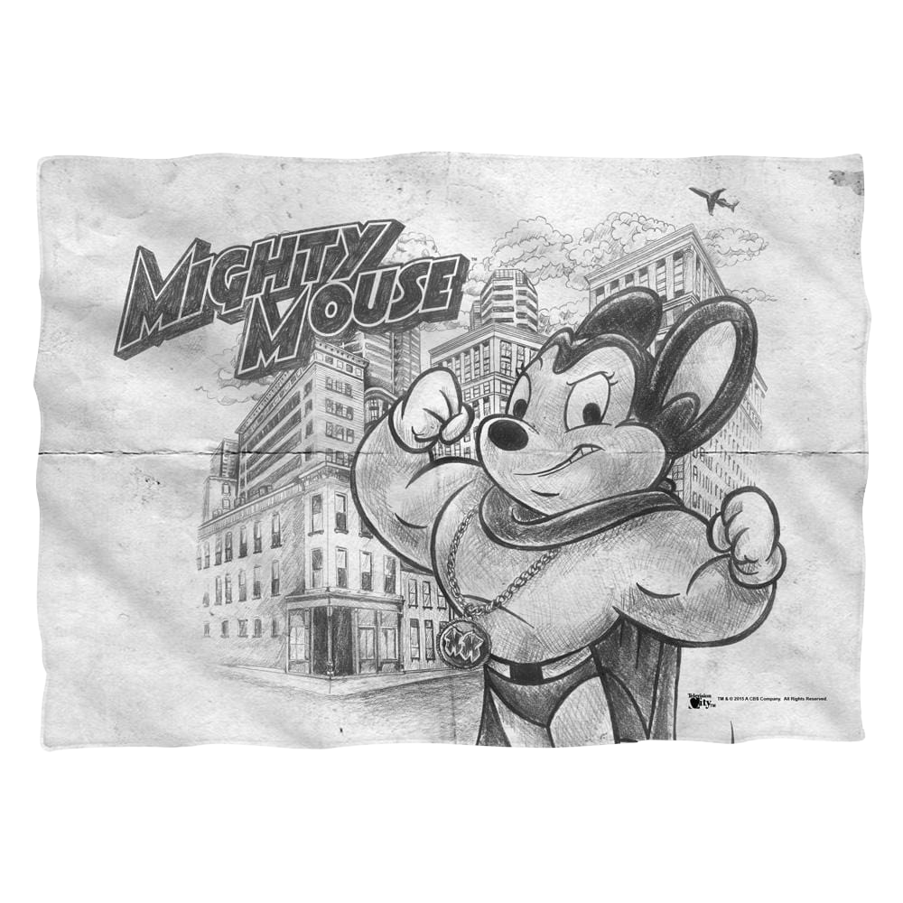 Mighty Mouse Sketch (Front/Back Print) - Pillow Case Pillow Cases Mighty Mouse