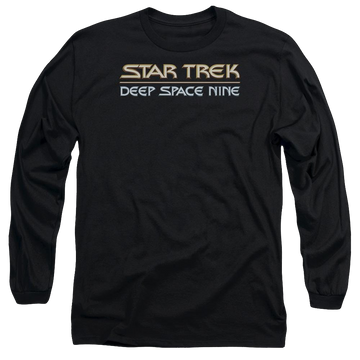 Black men's long sleeve t-shirt with Star Trek Deep Space Nine Deep Space Nine Logo graphic