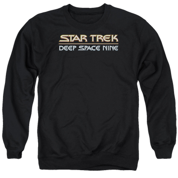 Black men's crewneck sweatshirt with Star Trek Deep Space Nine Deep Space Nine Logo graphic