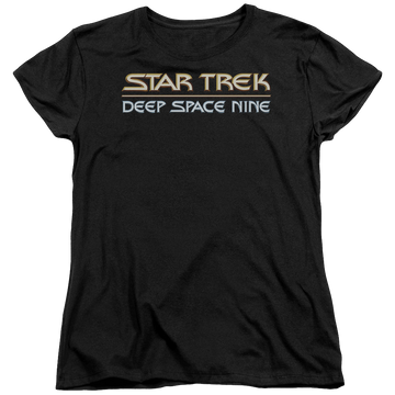 Black women's t-shirt with Star Trek Deep Space Nine Deep Space Nine Logo graphic