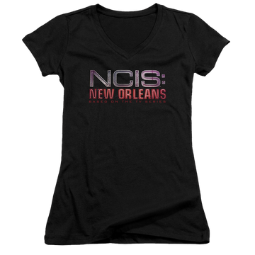 NCIS New Orleans Neon Sign - Juniors V-Neck T-Shirt Juniors V-Neck T-Shirt NCIS