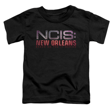 Black toddler t-shirt with NCIS New Orleans Neon Sign graphic