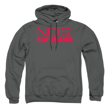 Charcoal pullover hoodie with NCIS New Orleans Logo graphic
