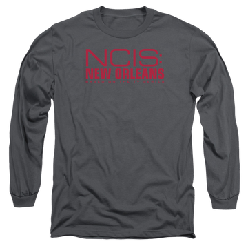 Charcoal men's long sleeve t-shirt with NCIS New Orleans Logo graphic