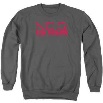 Charcoal men's crewneck sweatshirt with NCIS New Orleans Logo graphic
