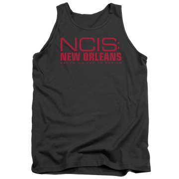 Charcoal men's tank with NCIS New Orleans Logo graphic