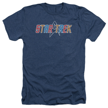 Navy men's heather t-shirt with Star Trek Multi Colored Logo graphic