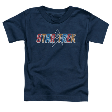 Navy toddler t-shirt with Star Trek Multi Colored Logo graphic