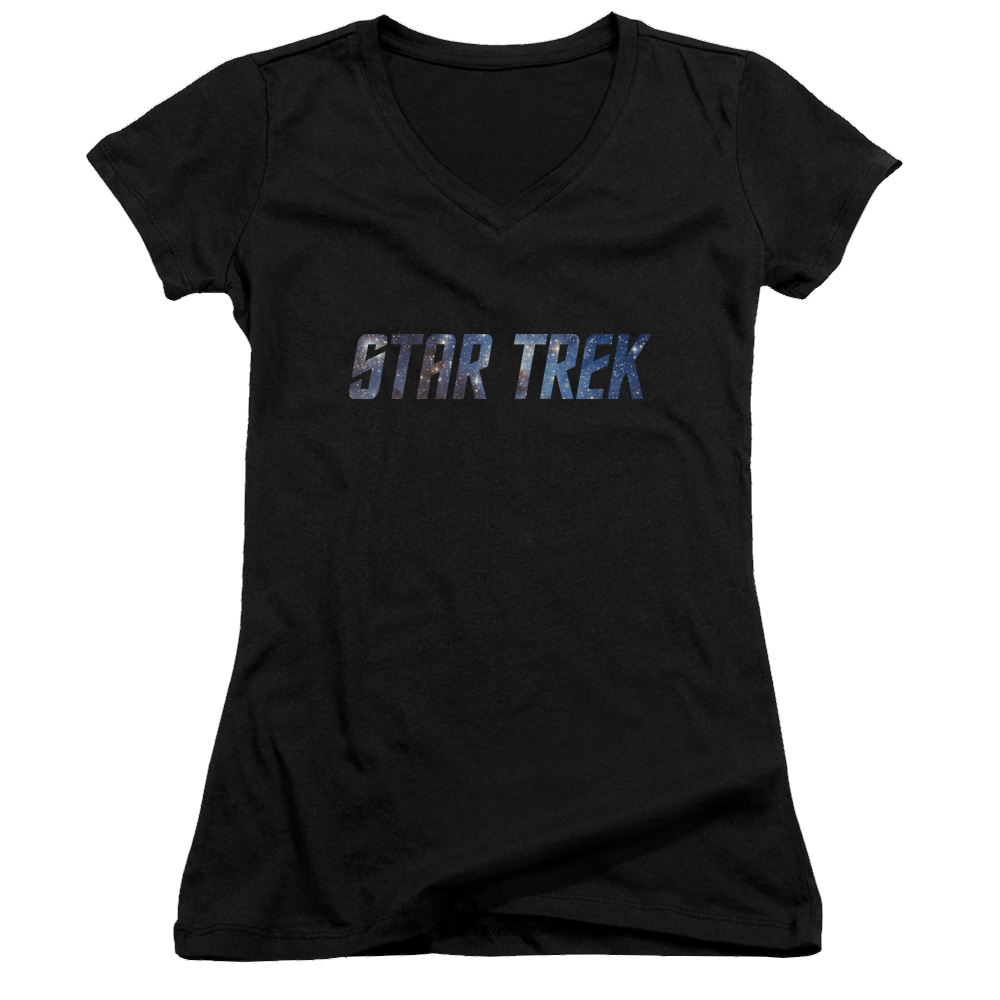 Star Trek Space Logo Juniors V-Neck T-Shirt Juniors V-Neck T-Shirt Star Trek