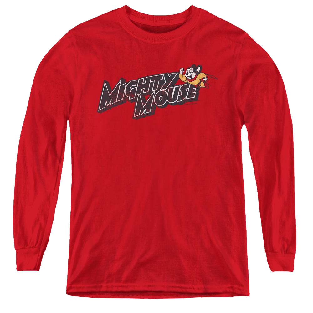Mighty Mouse Might Logo - Youth Long Sleeve T-Shirt Youth Long Sleeve T-Shirt Mighty Mouse