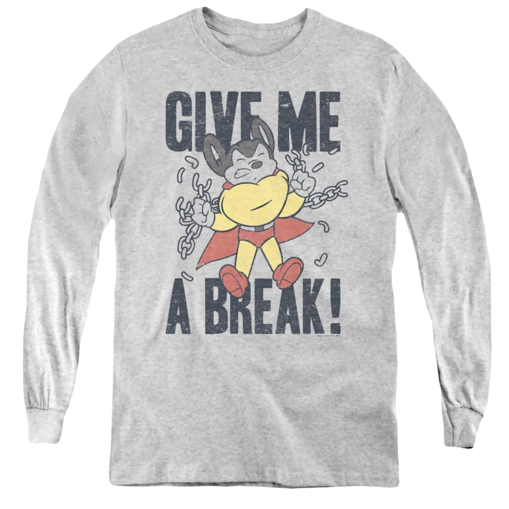 Mighty Mouse Give Me A Break - Youth Long Sleeve T-Shirt Youth Long Sleeve T-Shirt Mighty Mouse