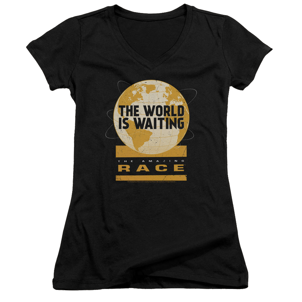 Amazing Race, The Waiting World - Juniors V-Neck T-Shirt Juniors V-Neck T-Shirt The Amazing Race