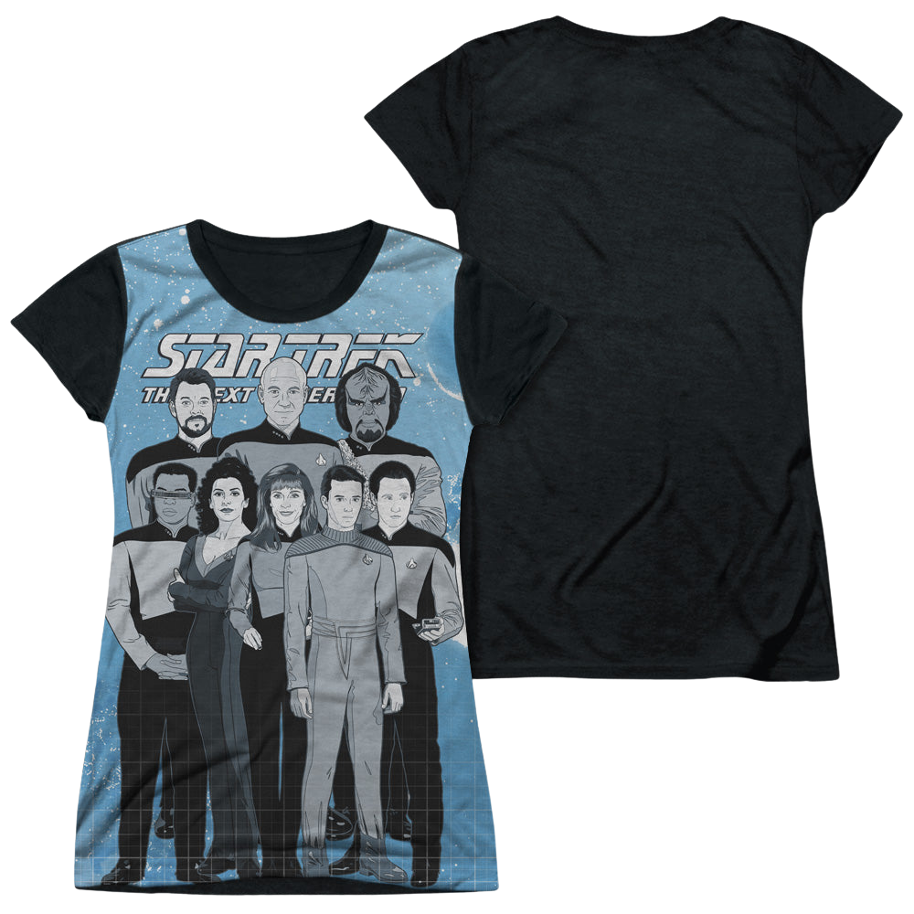 Star Trek The Next Generation Tng Comic Cast - Juniors Black Back T-Shirt Juniors Black Back T-Shirt Star Trek
