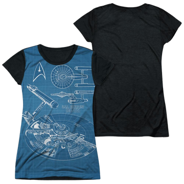 Star Trek Multi Angle Plans juniors black back t-shirt