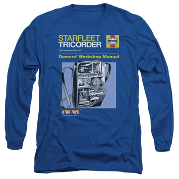 Royal men's long sleeve t-shirt with Star Trek Tricorder Manual graphic