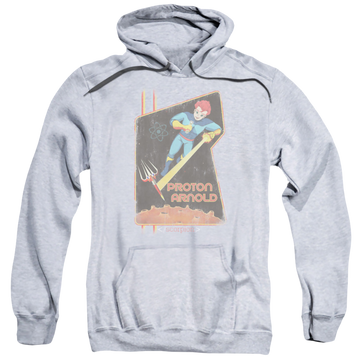 Athletic heather pullover hoodie with Scorpion Proton Arnold Poster graphic
